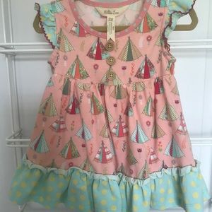 Matilda Jane Pink Tipi Happy Camper Bubble Dress